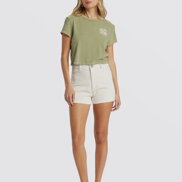 Billabong Free Fall Corduroy Shorts High Waisted Surf Beach White Size 24 NWT - Picture 4 of 9